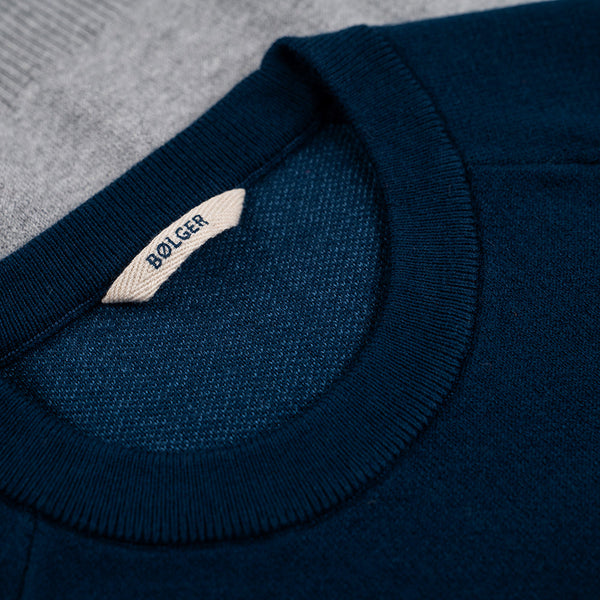 Bølger | Mens Fredvang Jacquard Crew Sweater (Navy)