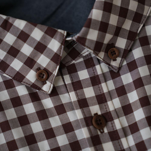 Bølger Mens Hamar Wool/Cotton Shirt (Brown Check) - Unbound Supply Co.