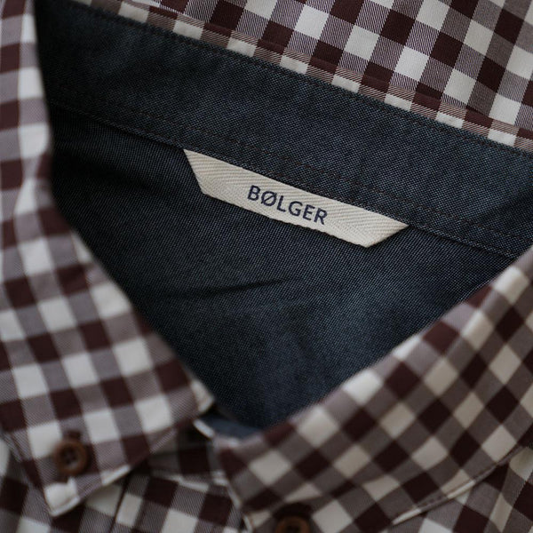 Bølger Mens Hamar Wool/Cotton Shirt (Brown Check) - Unbound Supply Co.