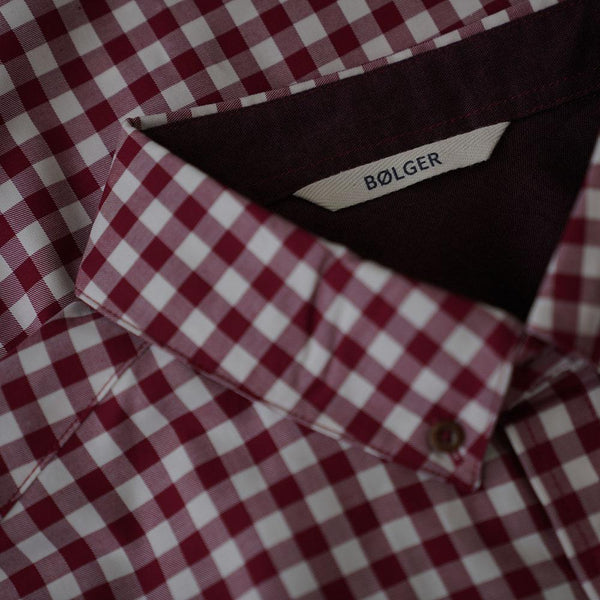 Bølger Mens Hamar Wool/Cotton Shirt (Red Check) - Unbound Supply Co.