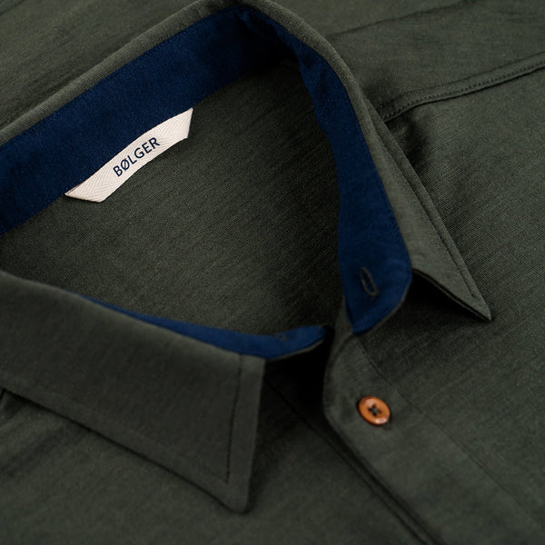 Bolger | Mens Larvik Merino Shirt (Woodland Green)