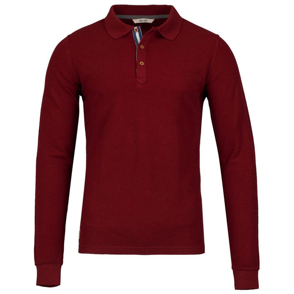 Bolger | Mens Lovund Merino Long Sleeve Polo (Claret Red)