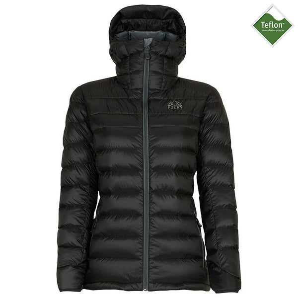 Womens Arktis Down Hooded Jacket (Black/Charcoal)