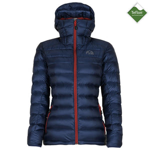 Womens Arktis Down Hooded Jacket (Navy/Rust)