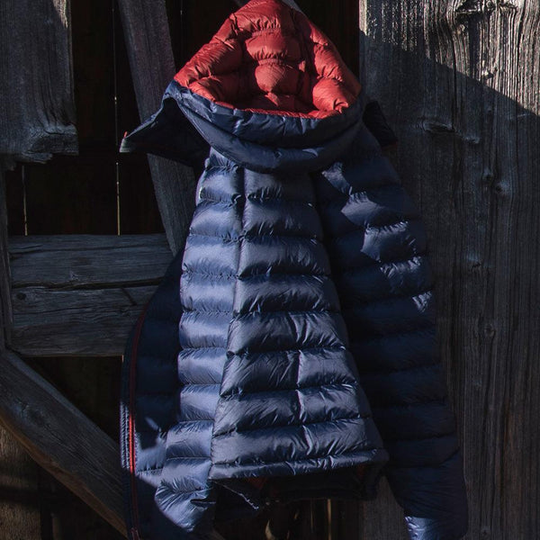 Womens Arktis Down Hooded Jacket (Navy/Rust)