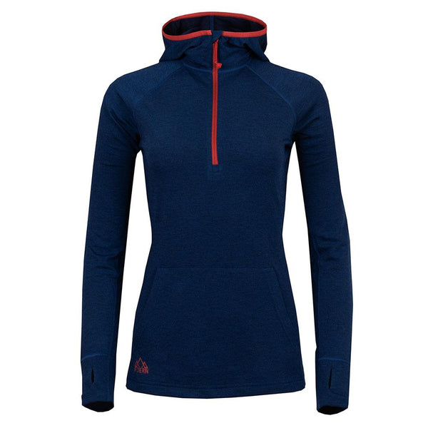 Womens Terreng Merino Blend Half Zip Hoodie (Navy)