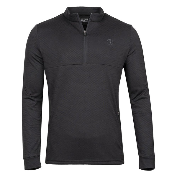 Lochie Mens Grid Fleece Quarter Zip Pullover (Black Onyx)