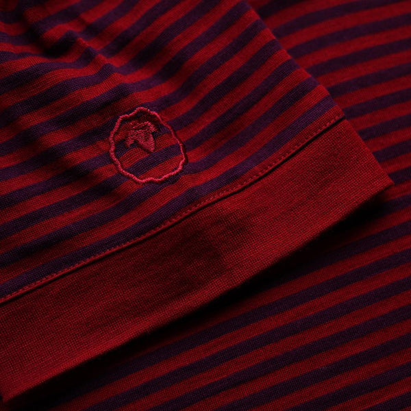 Isobaa Mens Merino 180 Short Sleeve Polo Shirt (Stripe Red/Wine)