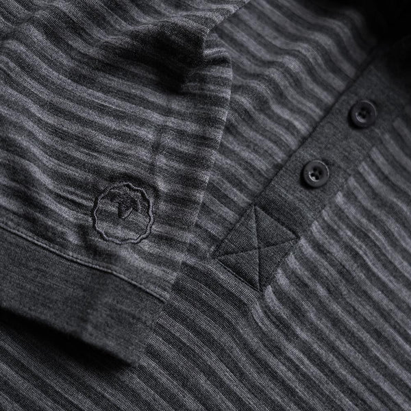 Isobaa Mens Merino 180 Short Sleeve Polo Shirt (Stripe Smoke/Charcoal)