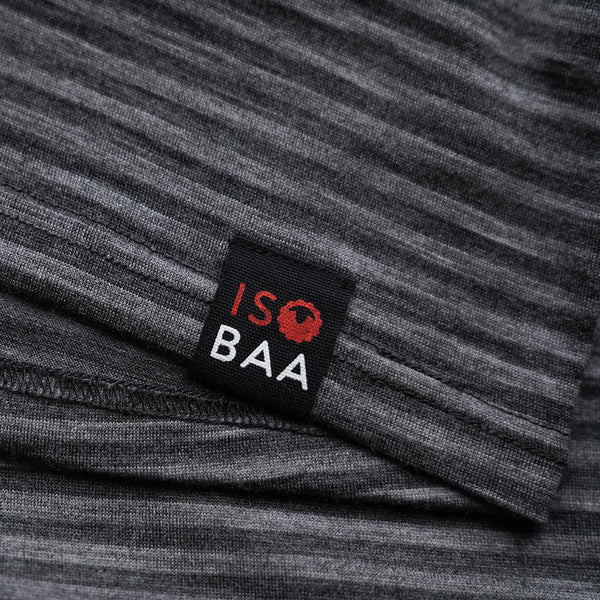 Isobaa Mens Merino 180 Short Sleeve Polo Shirt (Stripe Smoke/Charcoal)