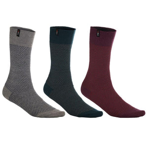 Isobaa Merino Blend Moss Stitch Socks (3 Pack - Wine/Charcoal/Petrol)