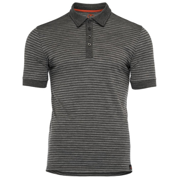 Isobaa Mens Merino 180 Short Sleeve Polo Shirt (Stripe Smoke/Charcoal)