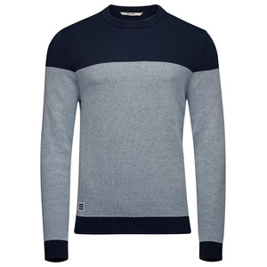 Bølger Mens Alesund Merino Blend Sweater (Navy/Ice Blue Melange) - Unbound Supply Co.