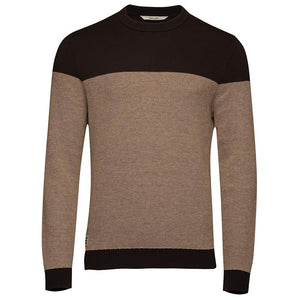 Bølger Mens Alesund Merino Blend Sweater (Oatmeal Melange/Tobacco) - Unbound Supply Co.