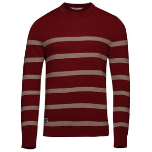 Bølger Mens Arnavik Merino Blend Stripe Sweater (Claret Red/Oatmeal Melange) - Unbound Supply Co.