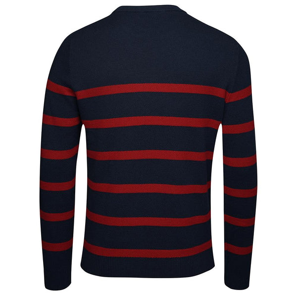 Bølger Mens Arnavik Merino Blend Stripe Sweater (Navy/Claret Red) - Unbound Supply Co.