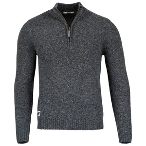 Bølger | Mens Finse Flecked Zip Sweater (Grey Melange)