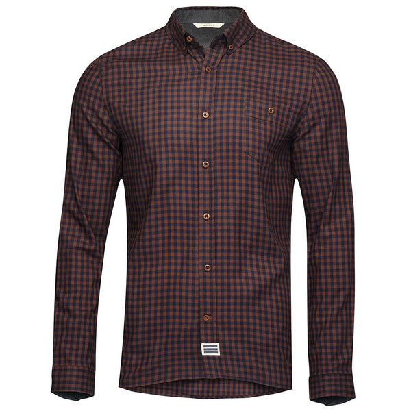 Bølger Mens Harstad Bamboo/Cotton Shirt (Navy/Brown Check) - Unbound Supply Co.