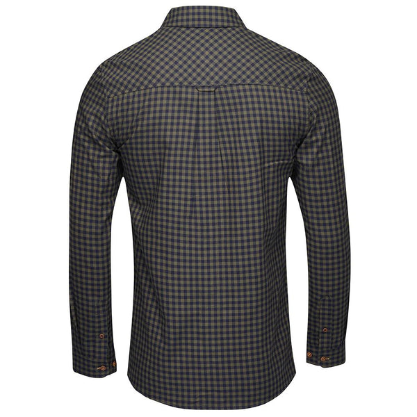 Bølger Mens Harstad Bamboo/Cotton Shirt (Navy/Olive Check) - Unbound Supply Co.