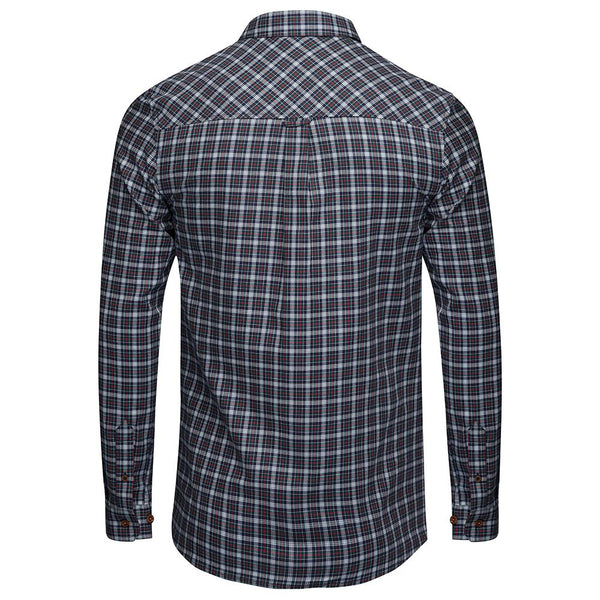 Bølger Mens Horten Cotton Shirt (Navy/Green Check) - Unbound Supply Co.