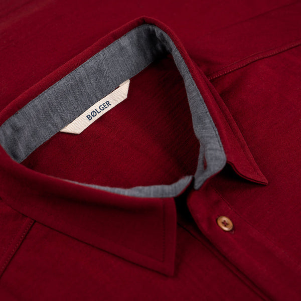 Bolger | Mens Larvik Merino Shirt (Claret Red)