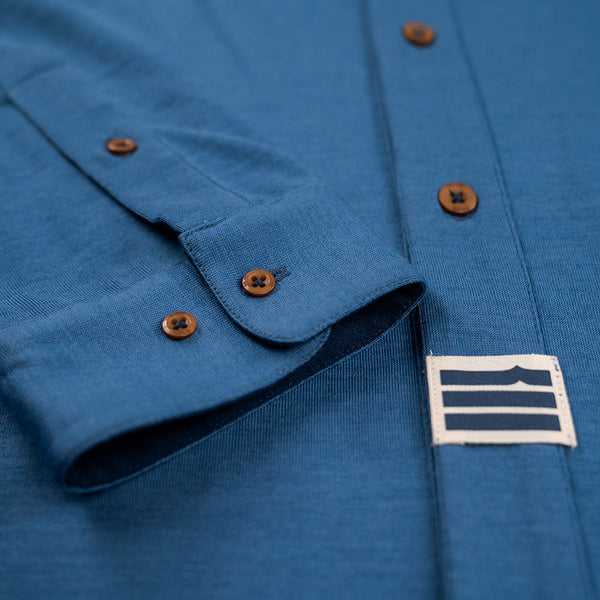 Bolger | Mens Larvik Merino Shirt (Sea Blue)