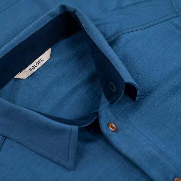 Bolger | Mens Larvik Merino Shirt (Sea Blue)