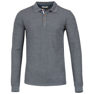 Bolger | Mens Lovund Merino Long Sleeve Polo (Charcoal Melange)