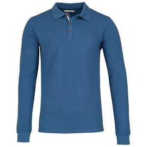 Bolger | Mens Lovund Merino Long Sleeve Polo (Sea Blue)