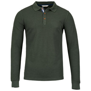 Bolger | Mens Lovund Merino Long Sleeve Polo (Woodland Green)