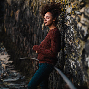 Bølger | Womens Finse Flecked Crew Sweater (Brown)