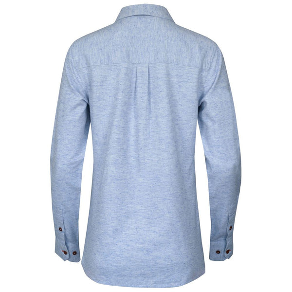 Bølger | Womens Vallersund Brushed Cotton/Linen Shirt (Blue Melange)
