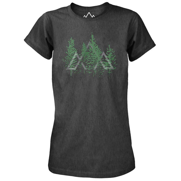 Womens Tree Line T-Shirt (Black Marl)