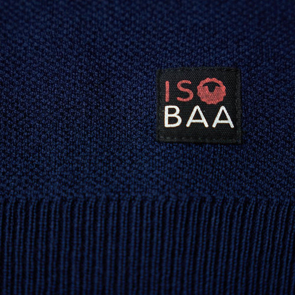 Isobaa Mens Merino Honeycomb Sweater (Navy/Denim)