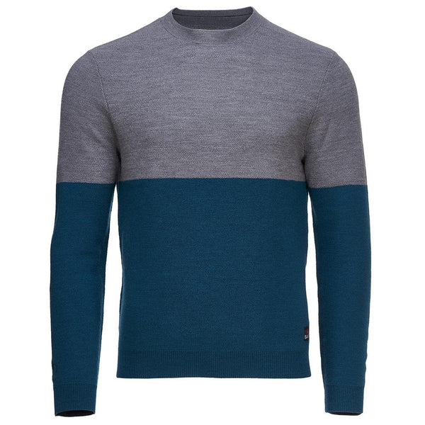 Isobaa Mens Merino Honeycomb Sweater (Petrol/Charcoal)