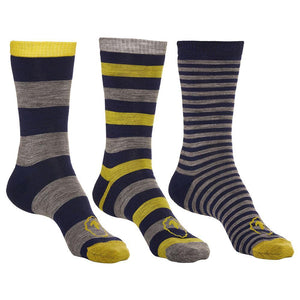 Isobaa Merino Blend Everyday Socks (3 Pack - Navy/Lime)
