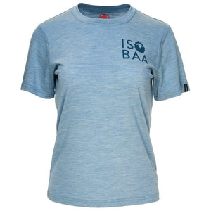 Isobaa Womens Merino 150 Logo Tee (Sky)