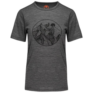 Isobaa Womens Merino 150 Mountains Tee (Smoke)