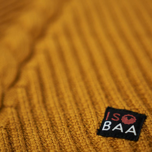 Isobaa Womens Merino Cable Sweater (Mustard)
