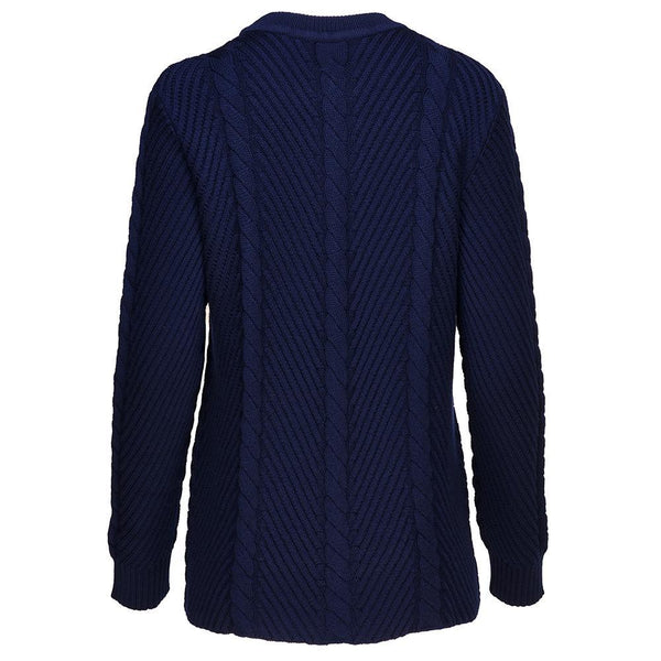 Isobaa Womens Merino Cable Sweater (Navy)