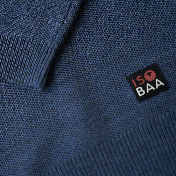 Isobaa Womens Merino Honeycomb Sweater (Denim/Navy)