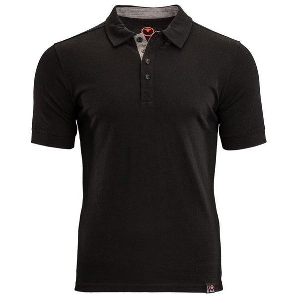 Isobaa Mens Merino 180 Short Sleeve Polo Shirt (Black)