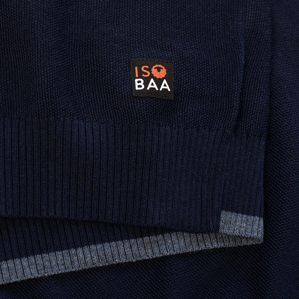 Isobaa Mens Merino Moss Stitch Sweater (Navy/Denim)