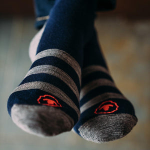 Isobaa Merino Blend Everyday Socks (Banded Navy/Charcoal)