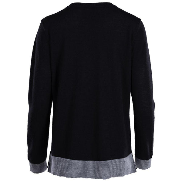 Isobaa Womens Merino Crew Sweater (Black/Charcoal)