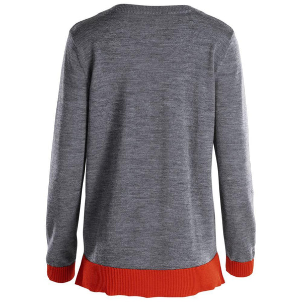Isobaa Womens Merino Crew Sweater (Charcoal/Orange)