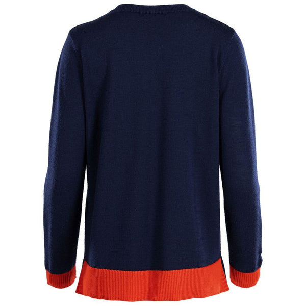 Isobaa Womens Merino Crew Sweater (Navy/Orange)