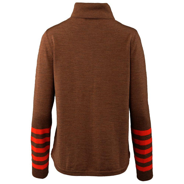 Isobaa Womens Merino Roll Neck Sweater (Bran/Orange)