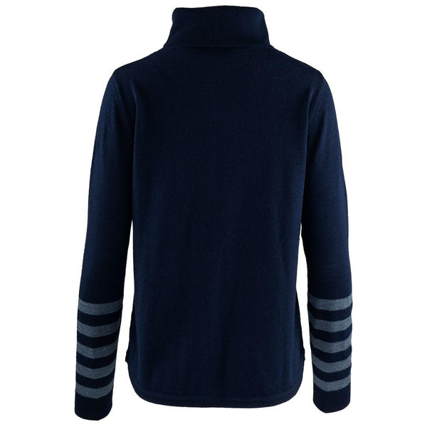 Isobaa Womens Merino Roll Neck Sweater (Navy/Denim)